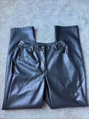 Women’s Black Faux Leather Straight Leg Pants